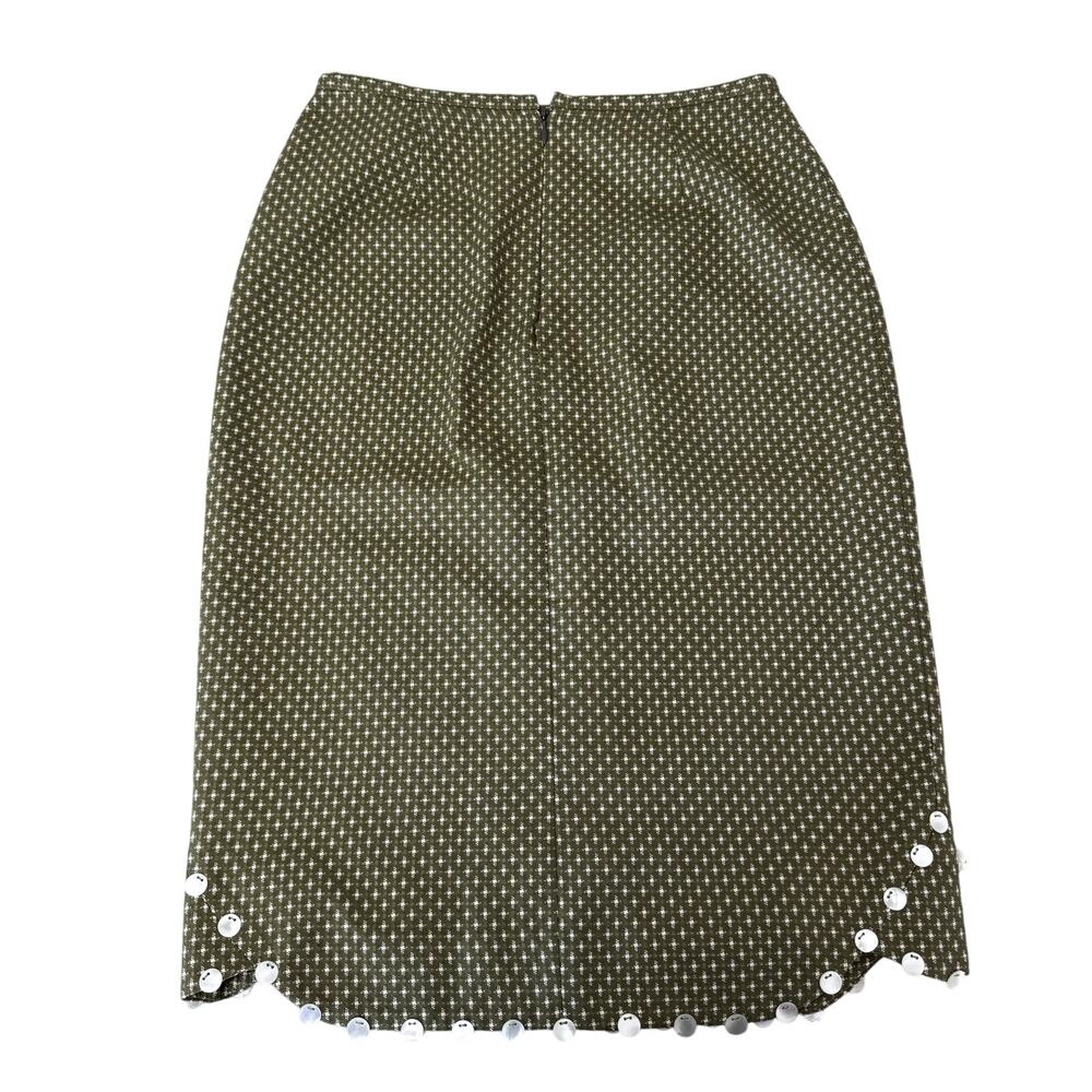 Lela Rose Designer Green Abalone Shell Pencil Skirt Women's Size 4 - Picture 4 of 5